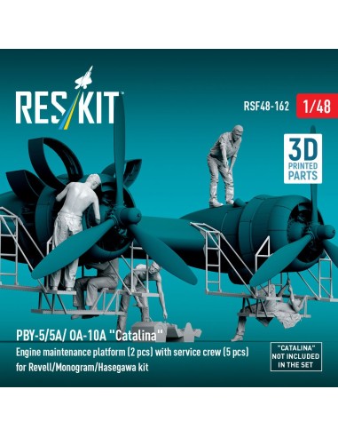 PBY-5/5A/ OA-10A Catalina Engine maintenance platform (2 pcs) with service crew (5 pcs) for Revell/Monogram/Hasegawa kit (3D Pri