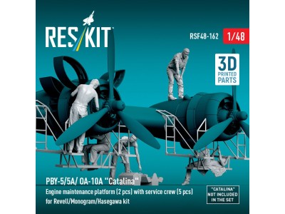 PBY-5/5A/ OA-10A Catalina Engine maintenance platform (2 pcs) with service crew (5 pcs) for Revell/Monogram/Hasegawa kit (3D Pri