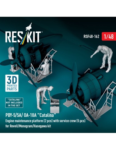 PBY-5/5A/ OA-10A Catalina Engine maintenance platform (2 pcs) with service crew (5 pcs) for Revell/Monogram/Hasegawa kit (3D Pri