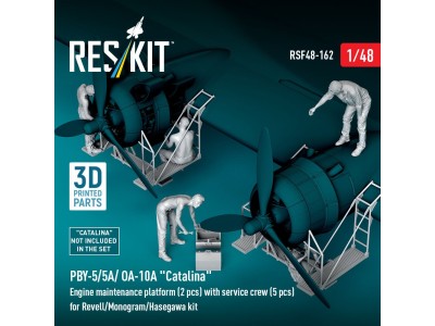 PBY-5/5A/ OA-10A Catalina Engine maintenance platform (2 pcs) with service crew (5 pcs) for Revell/Monogram/Hasegawa kit (3D Pri