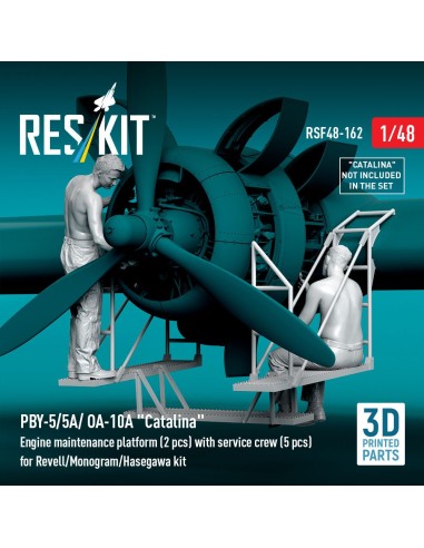 PBY-5/5A/ OA-10A Catalina Engine maintenance platform (2 pcs) with service crew (5 pcs) for Revell/Monogram/Hasegawa kit (3D Pri
