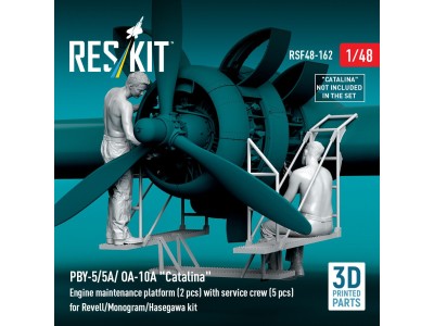 PBY-5/5A/ OA-10A Catalina Engine maintenance platform (2 pcs) with service crew (5 pcs) for Revell/Monogram/Hasegawa kit (3D Pri