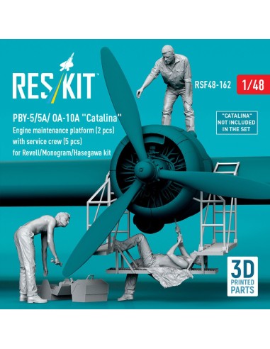 PBY-5/5A/ OA-10A Catalina Engine maintenance platform (2 pcs) with service crew (5 pcs) for Revell/Monogram/Hasegawa kit (3D Pri