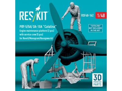 PBY-5/5A/ OA-10A Catalina Engine maintenance platform (2 pcs) with service crew (5 pcs) for Revell/Monogram/Hasegawa kit (3D Pri