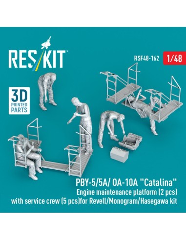 PBY-5/5A/ OA-10A Catalina Engine maintenance platform (2 pcs) with service crew (5 pcs) for Revell/Monogram/Hasegawa kit (3D Pri