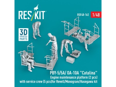 PBY-5/5A/ OA-10A Catalina Engine maintenance platform (2 pcs) with service crew (5 pcs) for Revell/Monogram/Hasegawa kit (3D Pri