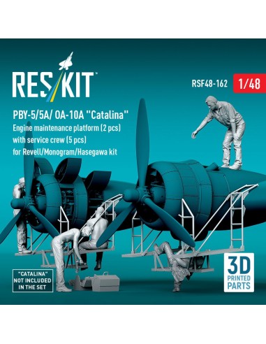 PBY-5/5A/ OA-10A Catalina Engine maintenance platform (2 pcs) with service crew (5 pcs) for Revell/Monogram/Hasegawa kit (3D Pri