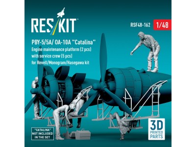 PBY-5/5A/ OA-10A Catalina Engine maintenance platform (2 pcs) with service crew (5 pcs) for Revell/Monogram/Hasegawa kit (3D Pri
