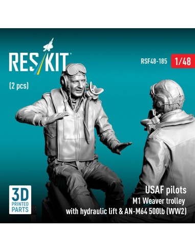 USAF pilots (2 pcs) & M1 Weaver trolley with hydraulic lift & AN-M64 500lb (WW2) (3D Printed) 