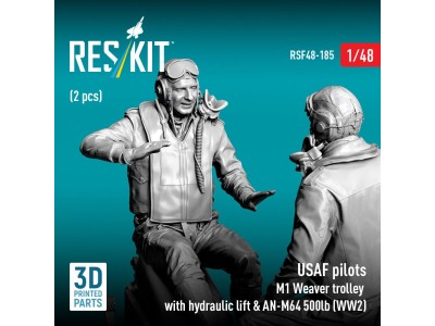 USAF pilots (2 pcs) & M1 Weaver trolley with hydraulic lift & AN-M64 500lb (WW2) (3D Printed) 