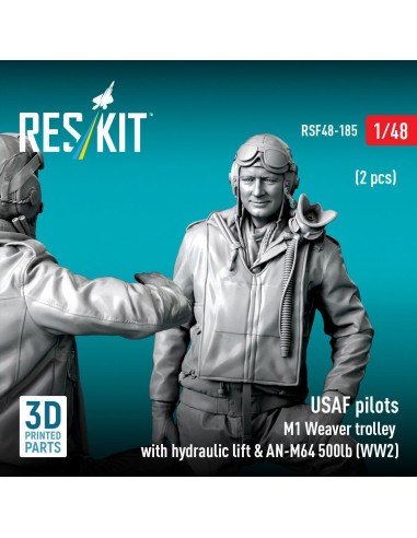 USAF pilots (2 pcs) & M1 Weaver trolley with hydraulic lift & AN-M64 500lb (WW2) (3D Printed) 