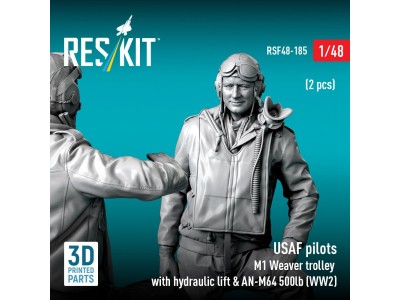 USAF pilots (2 pcs) & M1 Weaver trolley with hydraulic lift & AN-M64 500lb (WW2) (3D Printed) 
