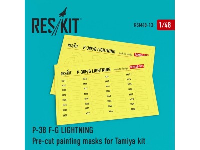 P-38 (F,G) Lightning Pre-cut painting masks for Tamiya kit 