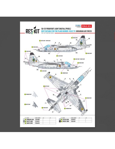 Su-25 Frogfoot LIGHT Digital (Pixel) (best suitable for the plane number “blue 19”) Ukrainian Air Forces (Pre-cut painting masks
