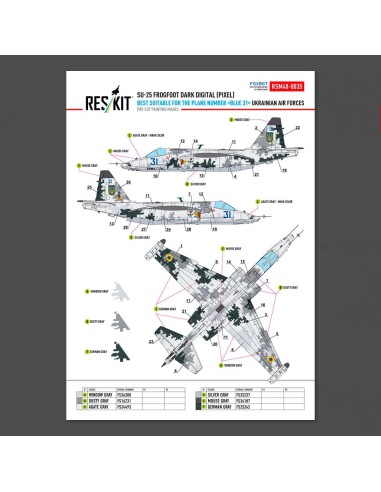 Su-25 Frogfoot DARK Digital (Pixel) (best suitable for the plane number “blue 31”) Ukrainian Air Forces (Pre-cut painting masks 