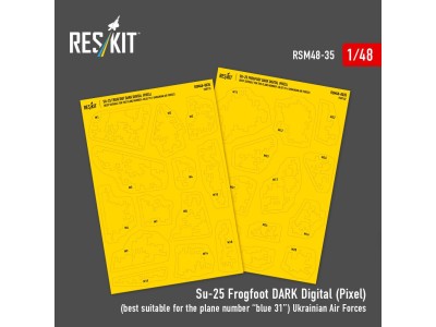 Su-25 Frogfoot DARK Digital (Pixel) (best suitable for the plane number “blue 31”) Ukrainian Air Forces (Pre-cut painting masks 