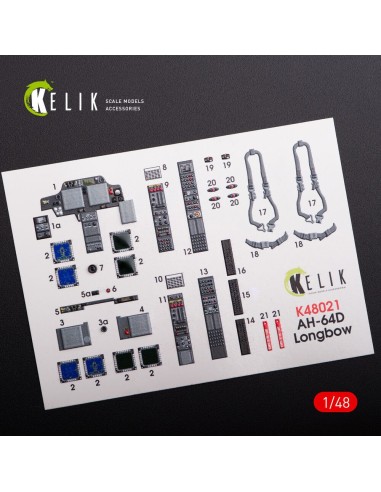 AH-64D Apache longbow interior 3D decals for Hasegawa kit 