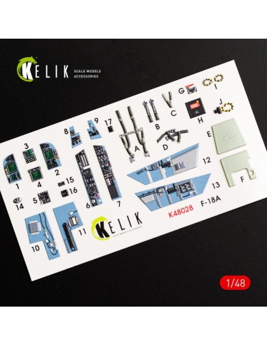 F/A-18A Hornet interior 3D decals for Kinetic kit 