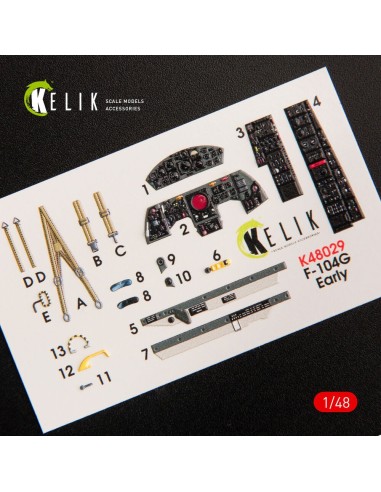 F-104G Starfighter early type interior 3D decals for Hasegawa kit 