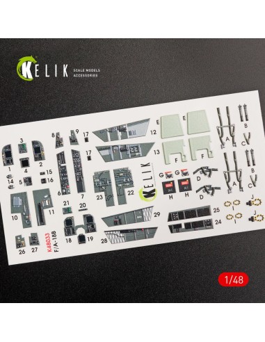 F/A-18B Hornet interior 3D decals for Kinetic kit 