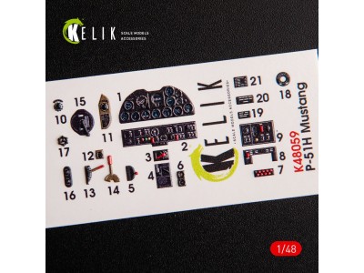 P-51H Mustang interior 3D decals for Modelsvit kit 