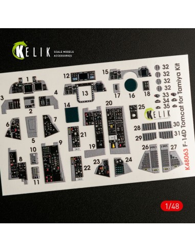 F-14D Tomcat interior 3D decals for Tamiya kit 