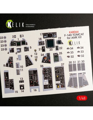 F-14D Tomcat interior 3D decals for AMK kit 