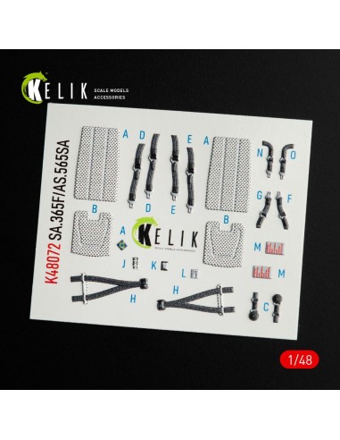 Dauphin II SA.365F / AS.565SA interior 3D decals for Kitty Hawk / Zimimodel kit 