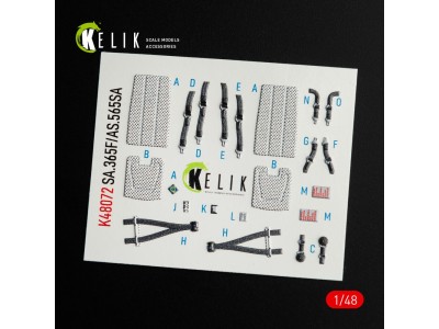 Dauphin II SA.365F / AS.565SA interior 3D decals for Kitty Hawk / Zimimodel kit 