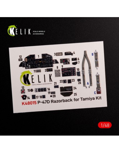 P-47D Razorback interior 3D decals for Tamiya kit 