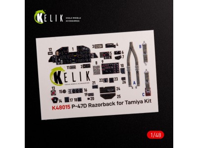 P-47D Razorback interior 3D decals for Tamiya kit 
