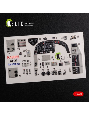 KI-21 interior 3D decals for ICM kit 