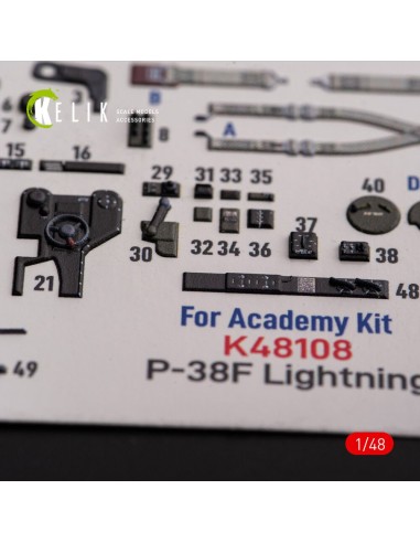 ?-38F Lightning - interior 3D decals for Academy kit 