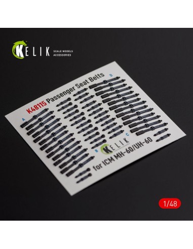 Passenger Seat Belts for MH-60/UH-60 Black Hawk - interior 3D decals for ICM kit 
