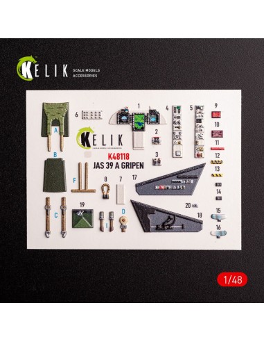 Jas-39 A - interior 3D decals for Italeri kit 
