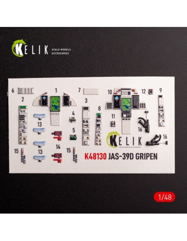 Jas-39 D - interior 3D decals for Italeri kit 