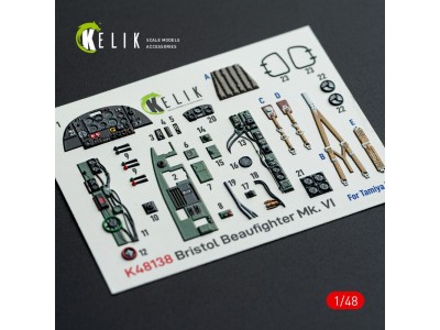 Bristol Beaufighter Mk.VI - interior 3D decals for Tamiya kit 