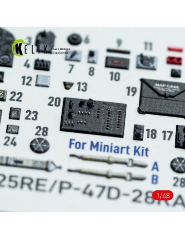 P-47D - 25RE/28RA - interior 3D decals for MiniArt kit 