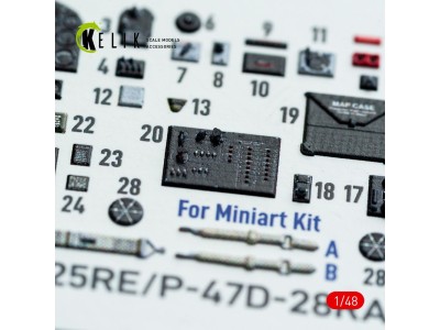 P-47D - 25RE/28RA - interior 3D decals for MiniArt kit 