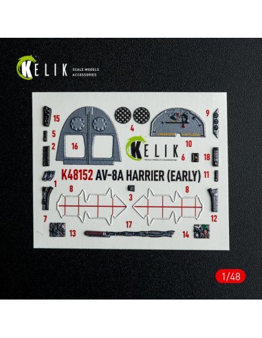 AV-8A HARRIER (Early) - interior 3D decals for Kinetic kit 
