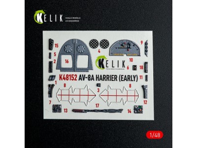 AV-8A HARRIER (Early) - interior 3D decals for Kinetic kit 