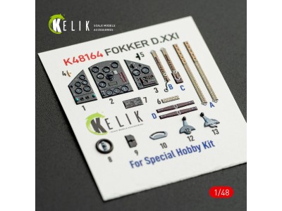 FOKKER D.XXI - interior 3D decals for Special Hobby kit 