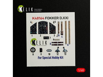 FOKKER D.XXI - interior 3D decals for Special Hobby kit 