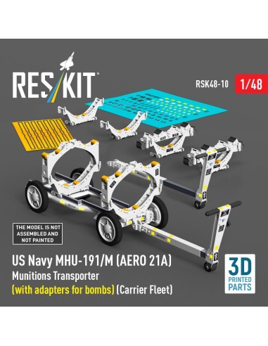 US NAVY MHU-191/M (AERO 21A) Munitions Transporter (with adapters for bombs) (Carrier Fleet) (3D Printed model kit) 