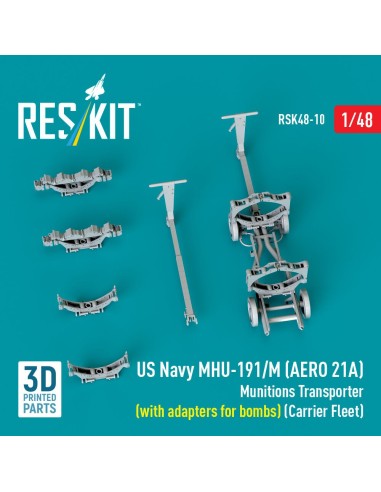 US NAVY MHU-191/M (AERO 21A) Munitions Transporter (with adapters for bombs) (Carrier Fleet) (3D Printed model kit) 