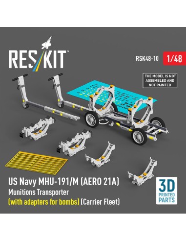 US NAVY MHU-191/M (AERO 21A) Munitions Transporter (with adapters for bombs) (Carrier Fleet) (3D Printed model kit) 