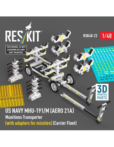 US NAVY MHU-191/M (AERO 21A) Munitions Transporter (with adapters for missiles) (Carrier Fleet) (3D Printed model kit) 