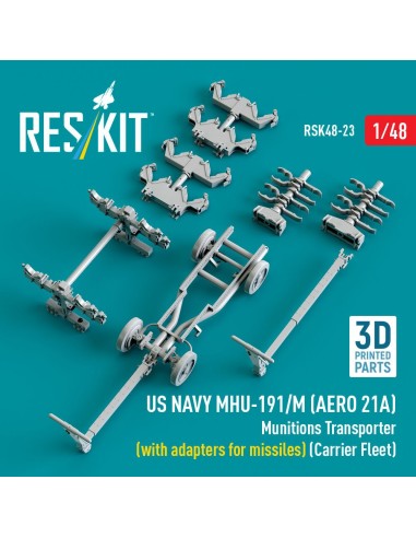 US NAVY MHU-191/M (AERO 21A) Munitions Transporter (with adapters for missiles) (Carrier Fleet) (3D Printed model kit) 