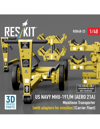 US NAVY MHU-191/M (AERO 21A) Munitions Transporter (with adapters for missiles) (Carrier Fleet) (3D Printed model kit) 