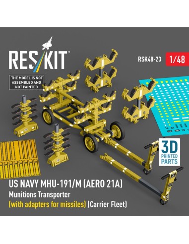 US NAVY MHU-191/M (AERO 21A) Munitions Transporter (with adapters for missiles) (Carrier Fleet) (3D Printed model kit) 
